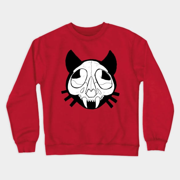 Halloween Black Cat Skull Crewneck Sweatshirt by shikicraig